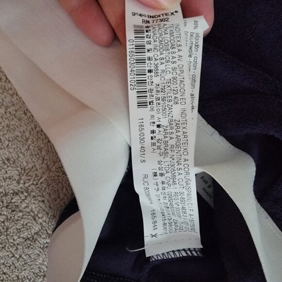 Zara Blue French Terry Crop Top White Trim - Picture 12 of 14